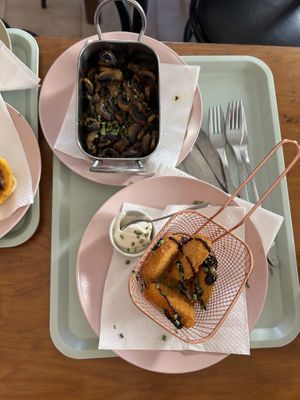 Mushrooms (top), nuggets (bottom)  at Vegan Box in Faro