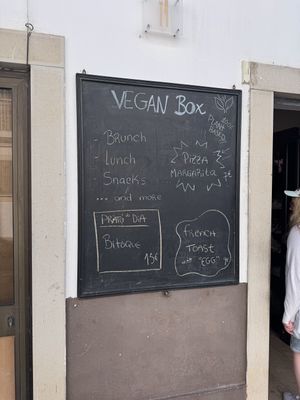External menu board  at Vegan Box in Faro