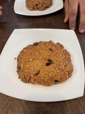 Vegan oatmeal raisin cookie  at Café Pékoe in Quebec