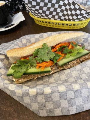 vegan vegepate banh mi  at Café Pékoe in Quebec