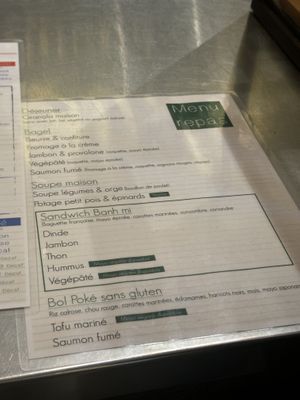 Menu   at Café Pékoe in Quebec