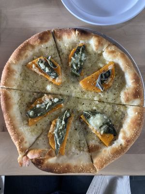 Butternut squash sage pizza with vegan cheese   at Dangerous Minds Brewing Co in Pompano Beach