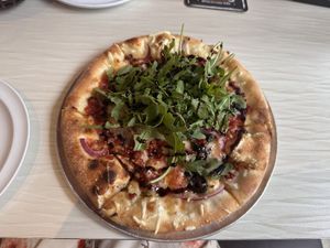 Vegan Mediterranean pizza 🍕   at Dangerous Minds Brewing Co in Pompano Beach