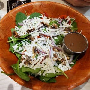 Spinach salad with Violife vegan cheese and balsamic at Dangerous Minds Brewing Co in Pompano Beach