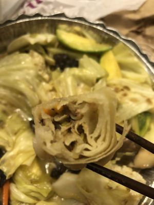 Inside of the spring roll  at Amitabha Vegan in Fresh Meadows