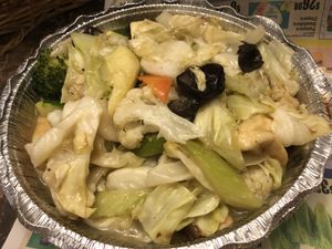 Stir fried mixed vegetables plate /brown rice  at Amitabha Vegan in Fresh Meadows