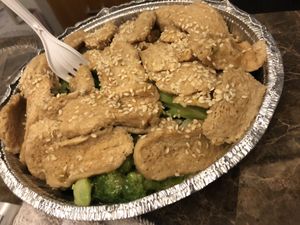 Vegan Sesame chicken  at Amitabha Vegan in Fresh Meadows