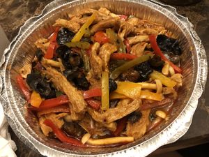 Spicy sour vegan meat  at Amitabha Vegan in Fresh Meadows