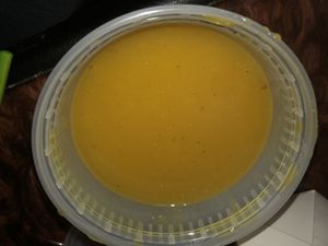 Pumpkin soup at Amitabha Vegan in Fresh Meadows