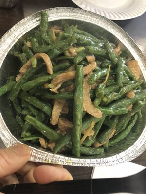 C7 sautéed veg chicken n string bean with ginger   at Amitabha Vegan in Fresh Meadows