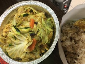 Mix vegetables with curry sauce   at Amitabha Vegan in Fresh Meadows