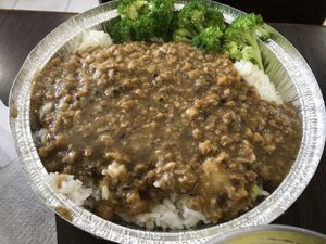 R8 braised veg meat on rice   at Amitabha Vegan in Fresh Meadows
