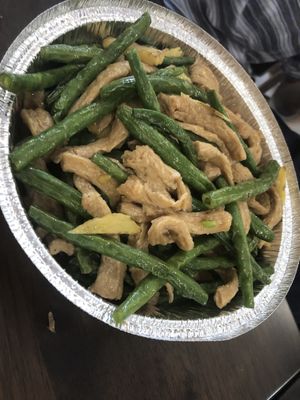C7 sautéed veg.chicken and string bean with ginger   at Amitabha Vegan in Fresh Meadows