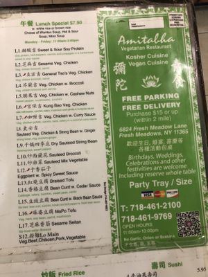 Menu   at Amitabha Vegan in Fresh Meadows