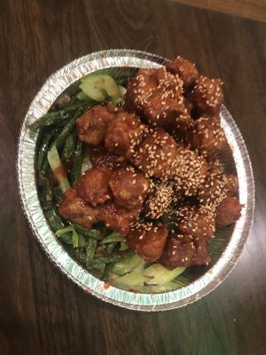 Vegan sesame chicken   at Amitabha Vegan in Fresh Meadows