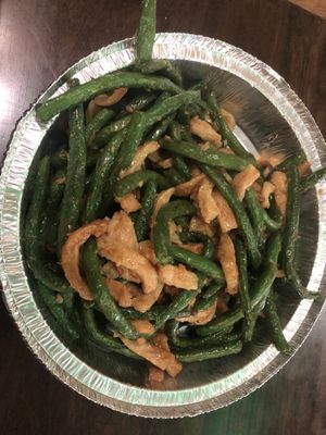 C7 soy protein with extra ginger and string bean, no broccoli   at Amitabha Vegan in Fresh Meadows