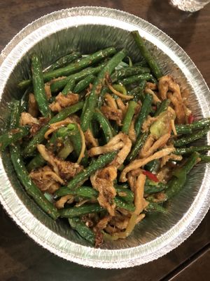 C7 soy protein with extra ginger and string bean, no broccoli (if no string bean, use celery instead)   at Amitabha Vegan in Fresh Meadows