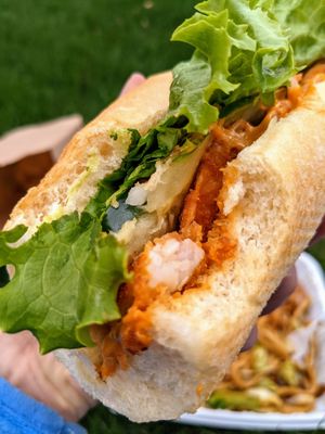 The seafood bahn mi is the signature bahn mi at Vegan Sun. It was delicious with vegan shrimp, veggies, and spicy mayo.  at Vegan Sun in Provo