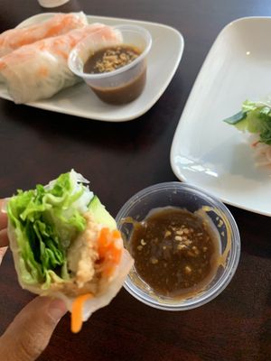 teriyaki fresh spring rolls soooo good  at Vegan Sun in Provo