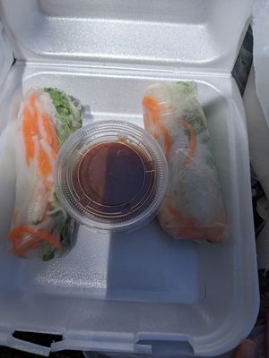 Spring rolls and peanut sauce at Vegan Sun in Provo