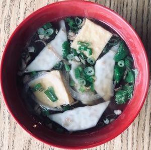 Dumpling soup at Vegan Sun in Provo