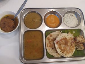 They brought different breads after I took this picture at Sugam Vegetarian in Bangkok