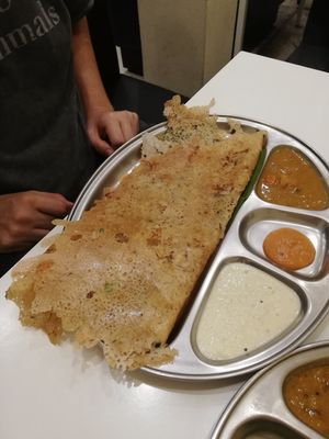 Onion Rava Dosa 100 baht at Sugam Vegetarian in Bangkok