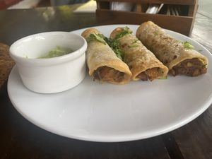 Taquitos  at Gratitude in Anjuna
