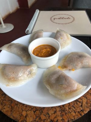 dumplings at Gratitude in Anjuna
