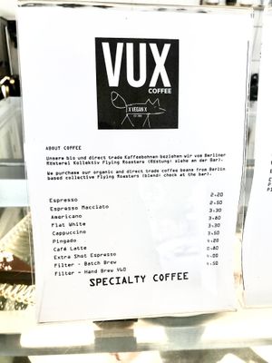 menu  at Cafe Vux in Berlin