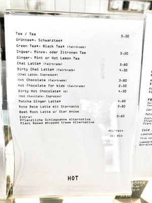 menu  at Cafe Vux in Berlin