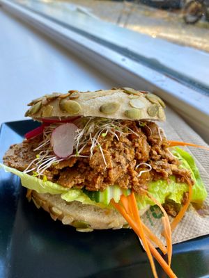 Seitan bagel at Cafe Vux in Berlin