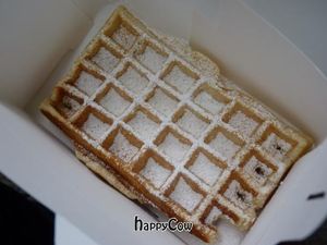 Waffle with glass sugar at Cafe Vux in Berlin