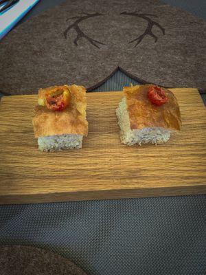 Antipasto offerto dal ristorante. at Hotel Freina in Selva Di Val Gardena