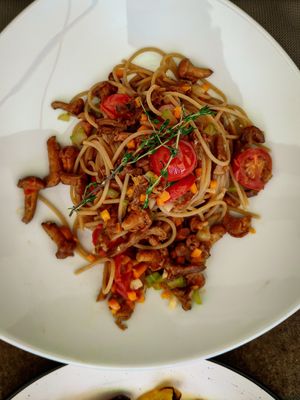 Spaghetti ai finferli. at Hotel Freina in Selva Di Val Gardena