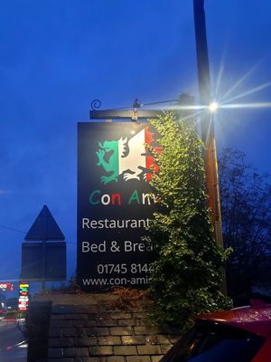Con Amici Italian Bar & Kitchen Outside (Sign). at Con Amici in Denbigh