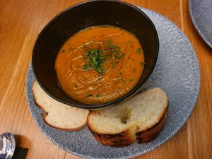 Carrot & Thyme Soup. at Con Amici in Denbigh