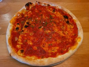 Garlic Pizza Bread (Tomato Sauce, Garlic, Rosemary). at Con Amici in Denbigh