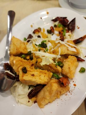 Tofu cabe garam at Vegetus Vegetarian - Serpong in Tangerang