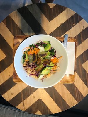 Umami salad with extra falafel  at freshii in Lima