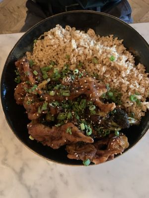 Orange chicken at Hungry Angelina in Long Beach