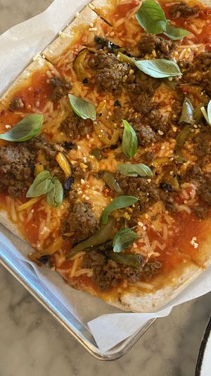 Sausage pizza (spicy)  at Hungry Angelina in Long Beach