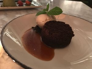 Chocolate Cake w Moscow Carmel  at Hungry Angelina in Long Beach