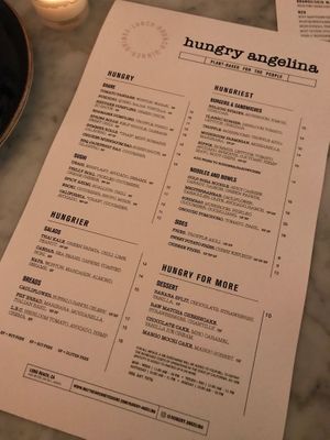 Food menu at Hungry Angelina in Long Beach