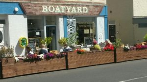 Exterior and outside seating at The Boatyard in North Shields
