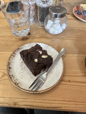 Cherry and almond brownie - too sickly for me  at The Boatyard in North Shields