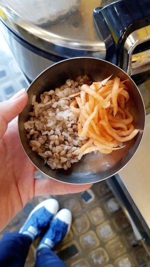 Barley rice with spicy radish 보리밥무생채 - free self service at Saenggak Boda Masitneun Jip in Seoul