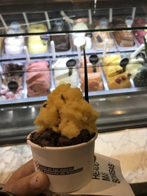 passion fruit sorbet and vegan dark chocolate at Valence Argentina in Buenos Aires