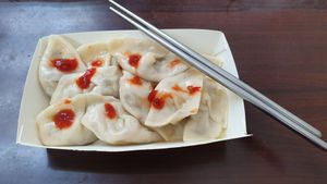Vegetarian steamed dumplings at GuānYīn Tíng SùShí 觀音亭素食 in Taipei