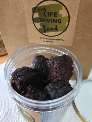 Brownie cubes at My Life Giving Food in West Singapore